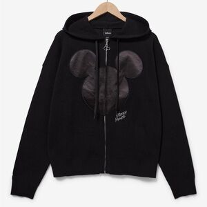 Women's Disney Mickey Mouse Ears Knit Zip Black Hoodie BoxLunch Exclusive Medium